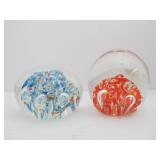 Pair of Handmade Art Glass Paperweights
