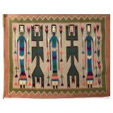 Excellent Vintage Navajo YEI Figure Handmade Wool Rug