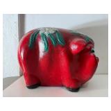 Wonderful HUGE Vintage Red Ceramic Piggy Bank