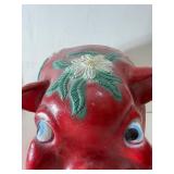 Wonderful HUGE Vintage Red Ceramic Piggy Bank