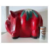 Wonderful HUGE Vintage Red Ceramic Piggy Bank