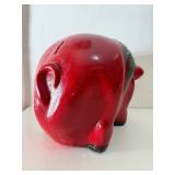 Wonderful HUGE Vintage Red Ceramic Piggy Bank
