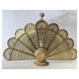 Vintage Brass Fireplace Folding Shell Screen