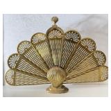 Vintage Brass Fireplace Folding Shell Screen