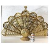 Vintage Brass Fireplace Folding Shell Screen