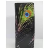 Lovely Signed Deep Purple Art Pottery Peacock Feather Vase