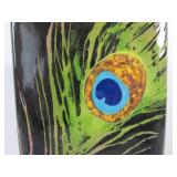 Lovely Signed Deep Purple Art Pottery Peacock Feather Vase