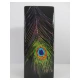 Lovely Signed Deep Purple Art Pottery Peacock Feather Vase