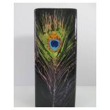 Lovely Signed Deep Purple Art Pottery Peacock Feather Vase