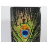 Lovely Signed Deep Purple Art Pottery Peacock Feather Vase