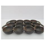 Early Antique Cast Iron Muffin Pan w/Gate Mark
