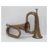 2 Old Vintage/Antique Copper Bugles