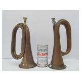 2 Old Vintage/Antique Copper Bugles