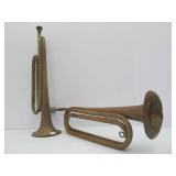 2 Old Vintage Copper Field Bugles