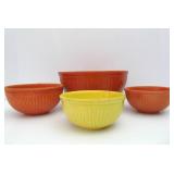 Group of Vintage Orange & Yellow Stoneware Mixing Bowls