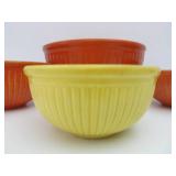 Group of Vintage Orange & Yellow Stoneware Mixing Bowls