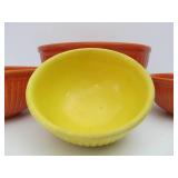 Group of Vintage Orange & Yellow Stoneware Mixing Bowls