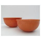 Group of Vintage Orange & Yellow Stoneware Mixing Bowls