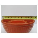 Group of Vintage Orange & Yellow Stoneware Mixing Bowls