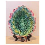 Antique Etruscan Majolica Oak Leaf Tray