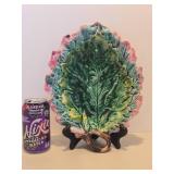 Antique Etruscan Majolica Oak Leaf Tray