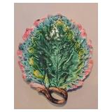 Antique Etruscan Majolica Oak Leaf Tray