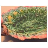 Antique Etruscan Majolica Oak Leaf Tray