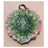 Antique Etruscan Majolica Oak Leaf Tray