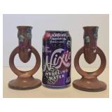 Nice Pair of Signed ROSEVILLE Art Pottery Candle Stands