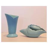 2 Excellent Signed Vintage VAN BRIGGLE Blue Art Pottery Vases