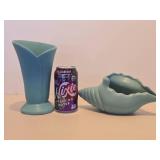 2 Excellent Signed Vintage VAN BRIGGLE Blue Art Pottery Vases