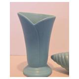 2 Excellent Signed Vintage VAN BRIGGLE Blue Art Pottery Vases