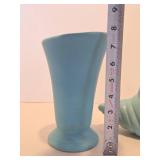 2 Excellent Signed Vintage VAN BRIGGLE Blue Art Pottery Vases