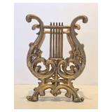 Vintage Gilt Cast Iron Musical Magazine Rack or Sheet Music Holder