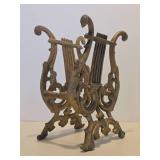 Vintage Gilt Cast Iron Musical Magazine Rack or Sheet Music Holder