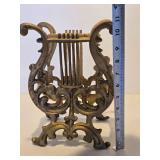 Vintage Gilt Cast Iron Musical Magazine Rack or Sheet Music Holder