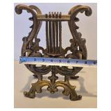 Vintage Gilt Cast Iron Musical Magazine Rack or Sheet Music Holder