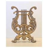 Vintage Gilt Cast Iron Musical Magazine Rack or Sheet Music Holder