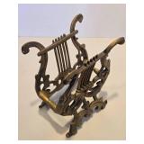 Vintage Gilt Cast Iron Musical Magazine Rack or Sheet Music Holder