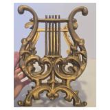Vintage Gilt Cast Iron Musical Magazine Rack or Sheet Music Holder