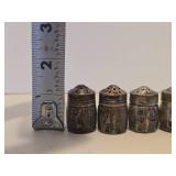 Set of 6 Individual Small Sterling Silver Salt Shakers