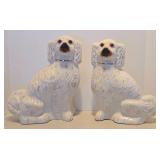 Large Pair of Genuine Antique Victorian Staffordshire Spaniel Ceramic Dogs