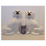 Large Pair of Genuine Antique Victorian Staffordshire Spaniel Ceramic Dogs