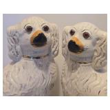 Large Pair of Genuine Antique Victorian Staffordshire Spaniel Ceramic Dogs