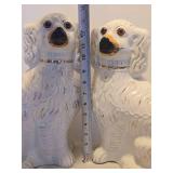 Large Pair of Genuine Antique Victorian Staffordshire Spaniel Ceramic Dogs