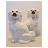 Large Pair of Genuine Antique Victorian Staffordshire Spaniel Ceramic Dogs