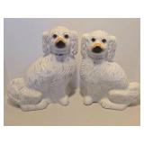 Large Pair of Genuine Antique Victorian Staffordshire Spaniel Ceramic Dogs