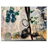 Contents of Table - Vintage Glassware, Collectibles etc #1