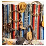 Group of Vintage Old Western Gear - Boots w/Old Spurs, Lassos & Hats