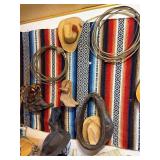 Group of Vintage Old Western Gear - Boots w/Old Spurs, Lassos & Hats